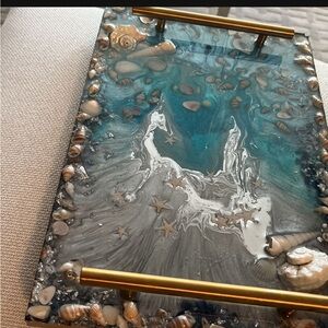 Handmade Art Serving Tray Ocean Style Limit Addition Just One